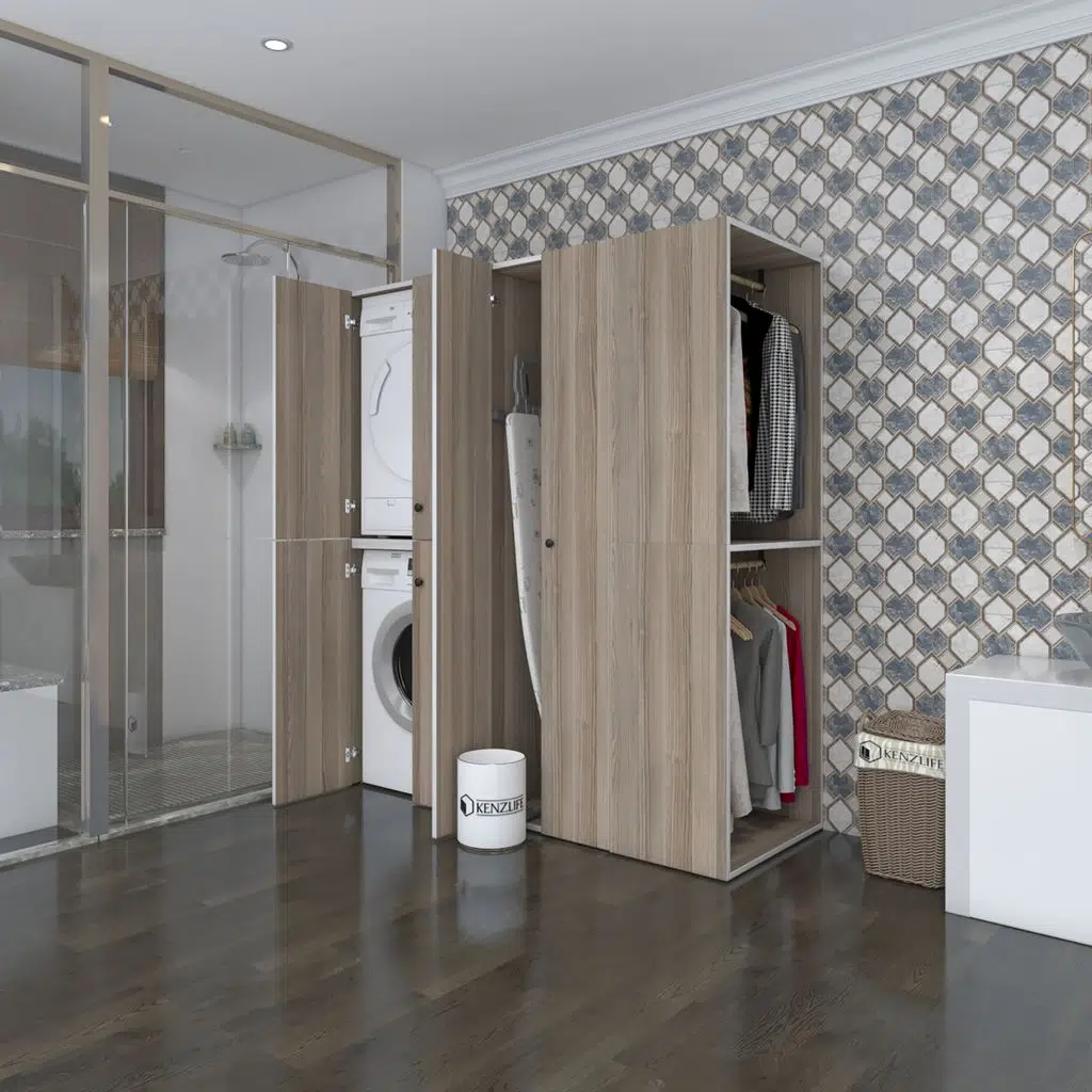 Kenzlife çamaşır-kurutma makinesi dolabı ve giysi dolabı bistami sağ crd 180*160*60 banyo