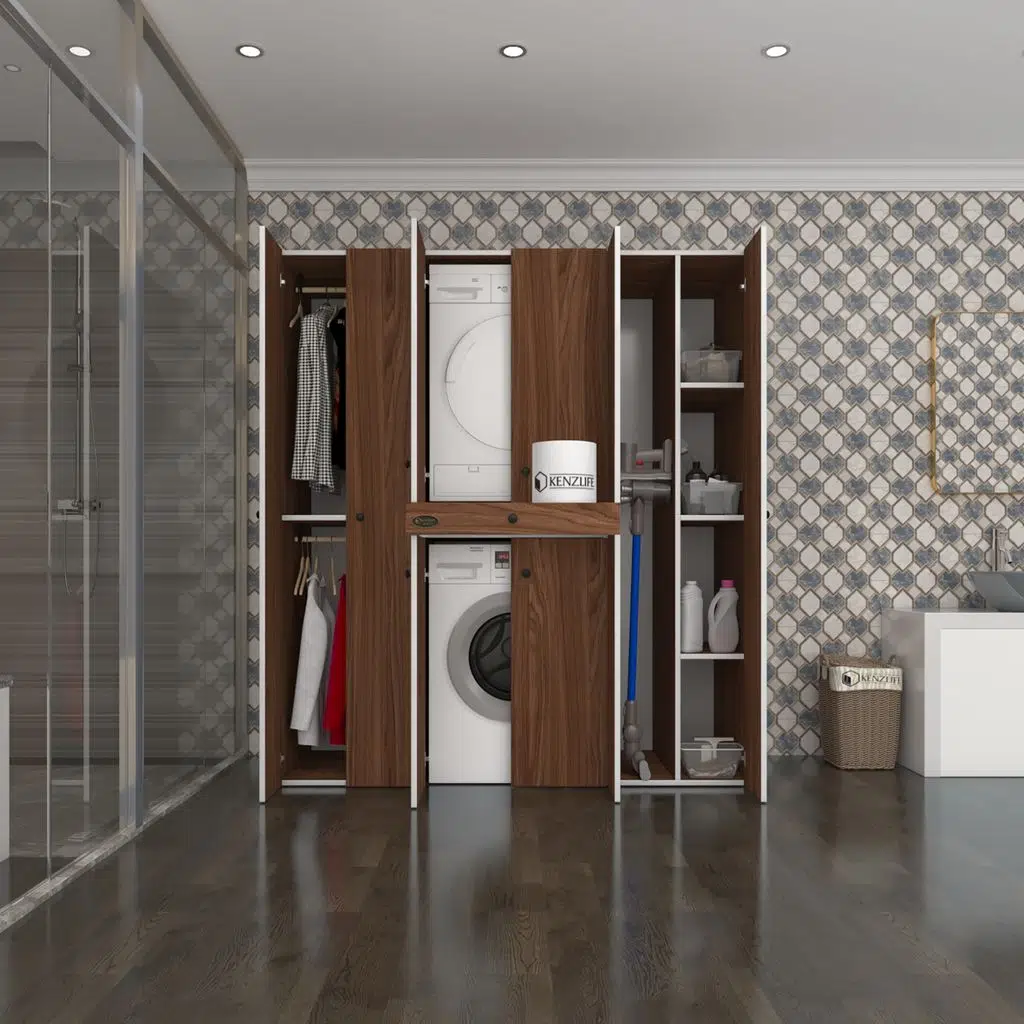 Kenzlife çamaşır-kurutma makinesi dolabı ve giysi dolabı çekmeceli ebuzer sağ raf cvz 187*160*60 banyo