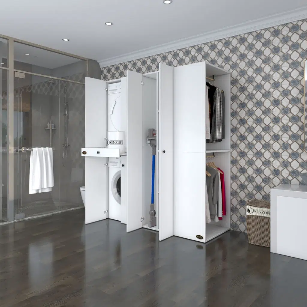 Kenzlife çamaşır-kurutma makinesi dolabı ve giysi dolabı çekmeceli eşarimdf sağ byz 187*160*60 % 100 FULL MDF