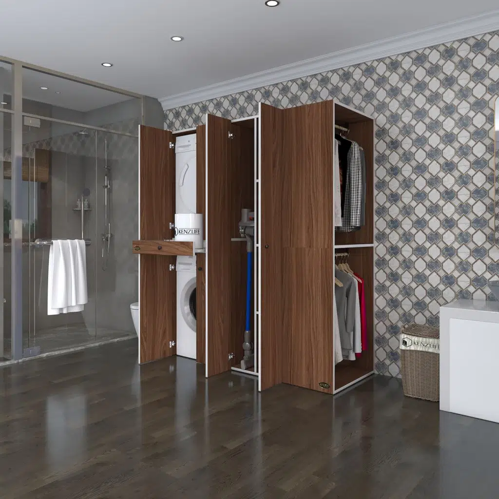 Kenzlife çamaşır-kurutma makinesi dolabı ve giysi dolabı çekmeceli eşari sağ cvz 187*160*60 banyo
