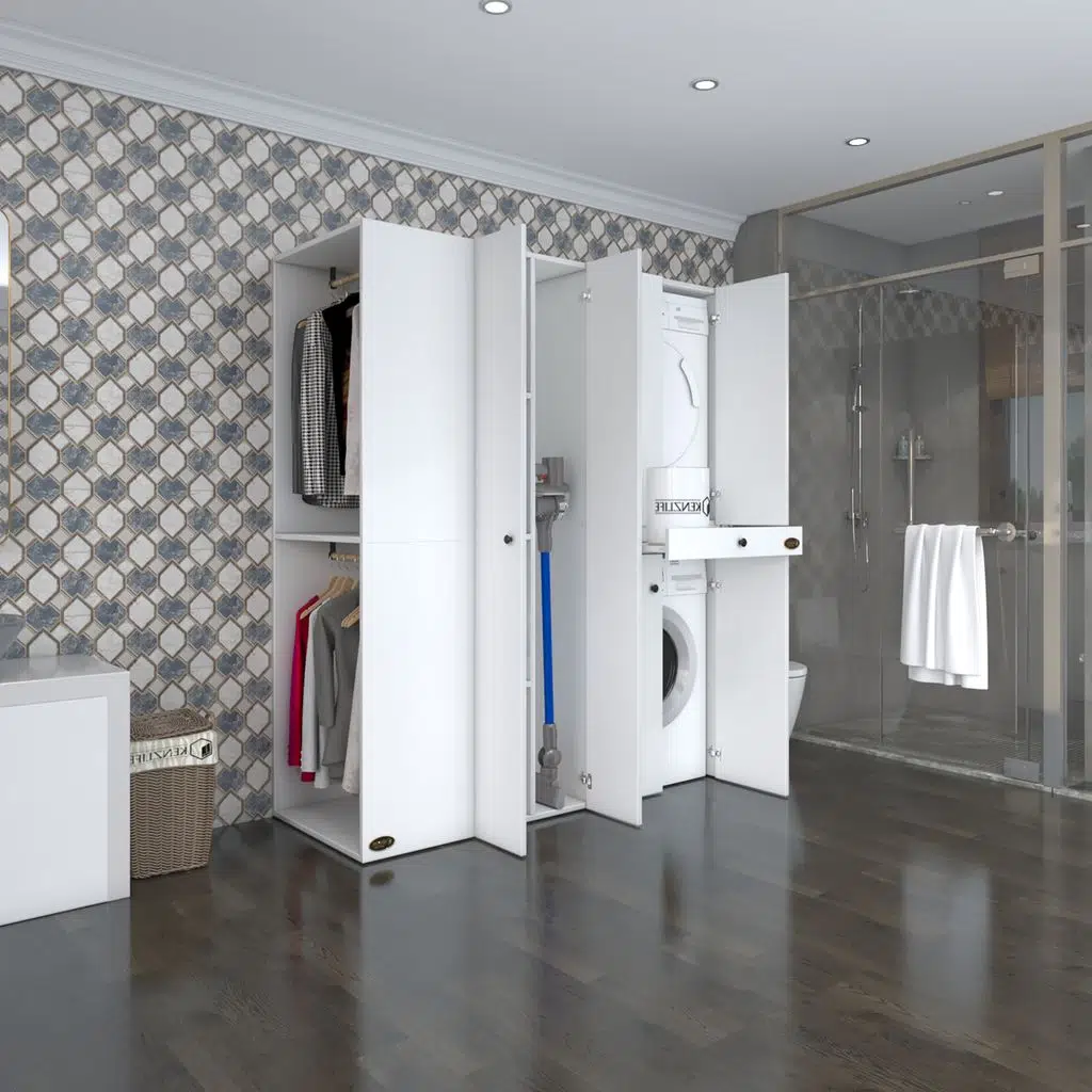 Kenzlife çamaşır-kurutma makinesi dolabı ve giysi dolabı çekmeceli eşari sol byz 187*160*60 banyo