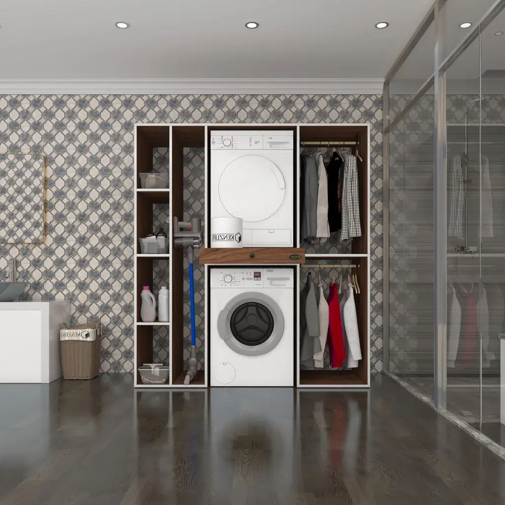 Kenzlife çamaşır-kurutma makinesi dolabı ve giysi dolabı çekmeceli hattab sol raf cvz 187*160*60 banyo