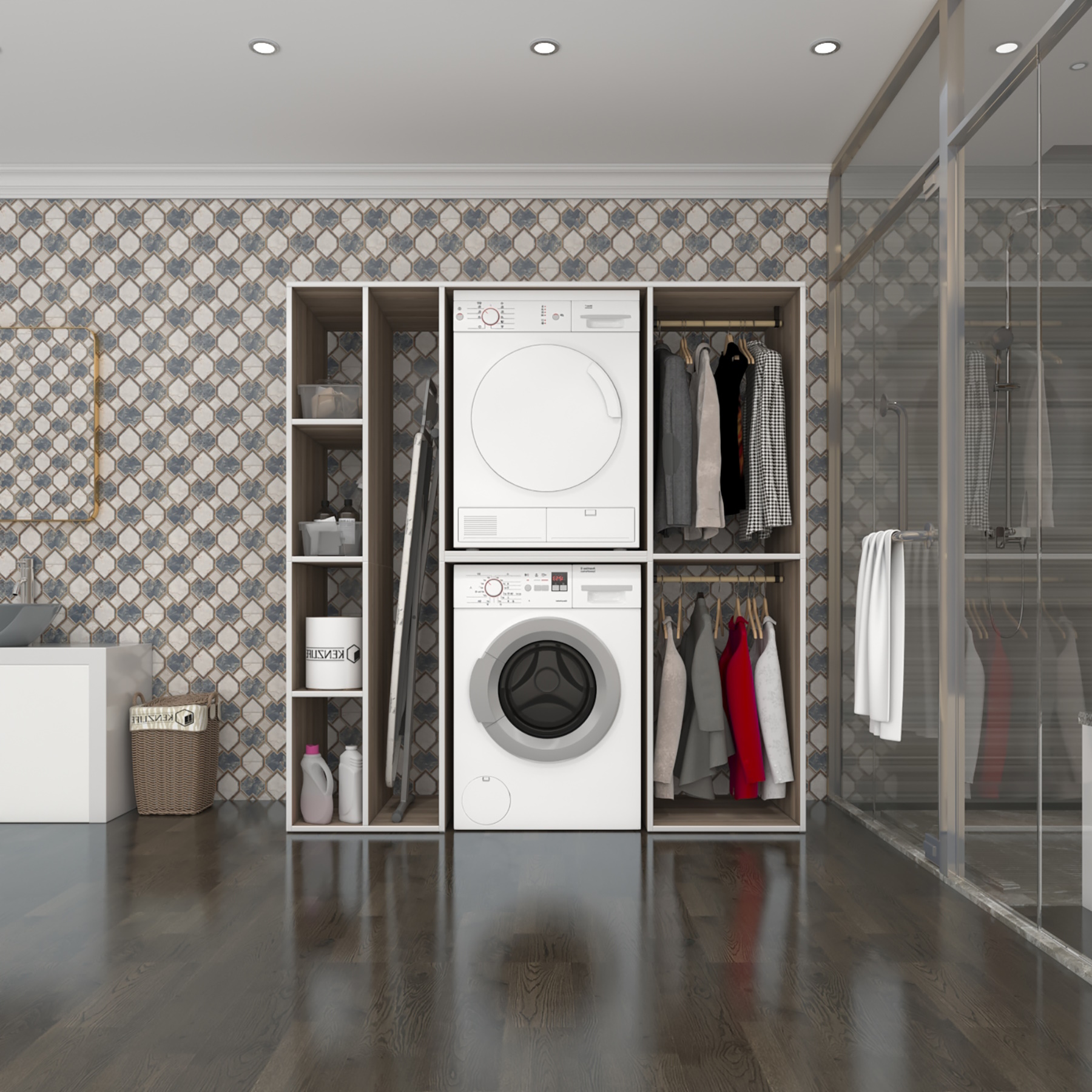 Kenzlife çamaşır-kurutma makinesi dolabı ve giysi dolabı cevheri sol crd 180*170*60 banyo