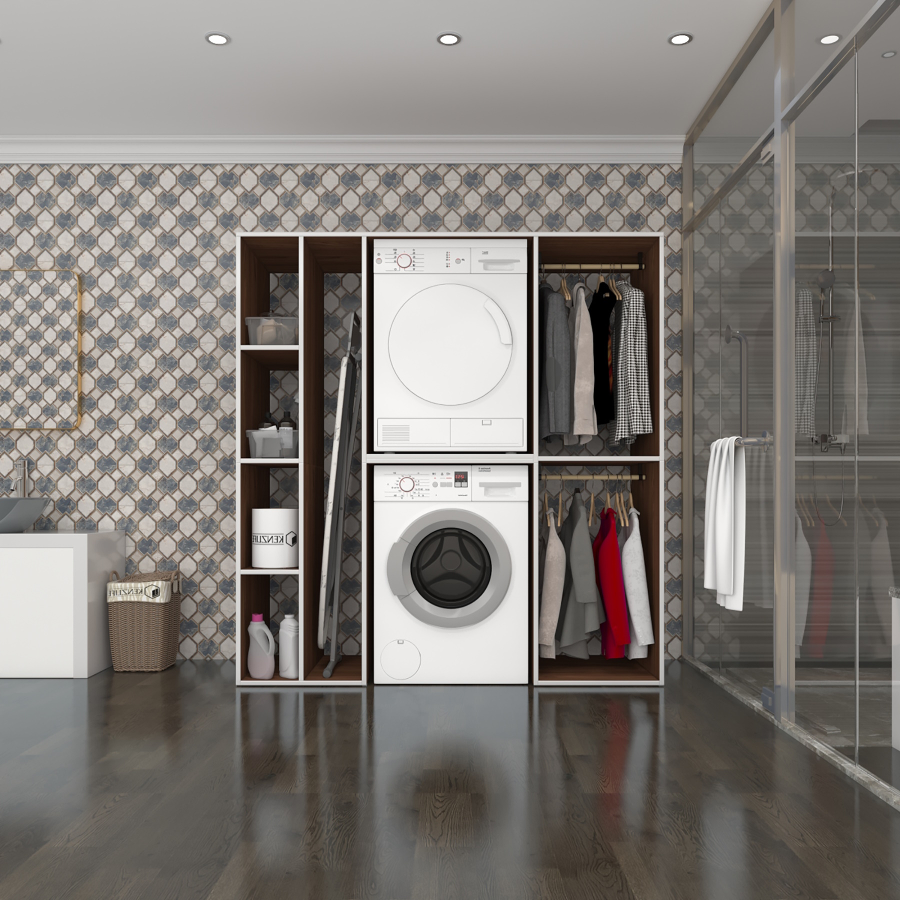 Kenzlife çamaşır-kurutma makinesi dolabı ve giysi dolabı cevheri sol cvz 180*170*60 banyo