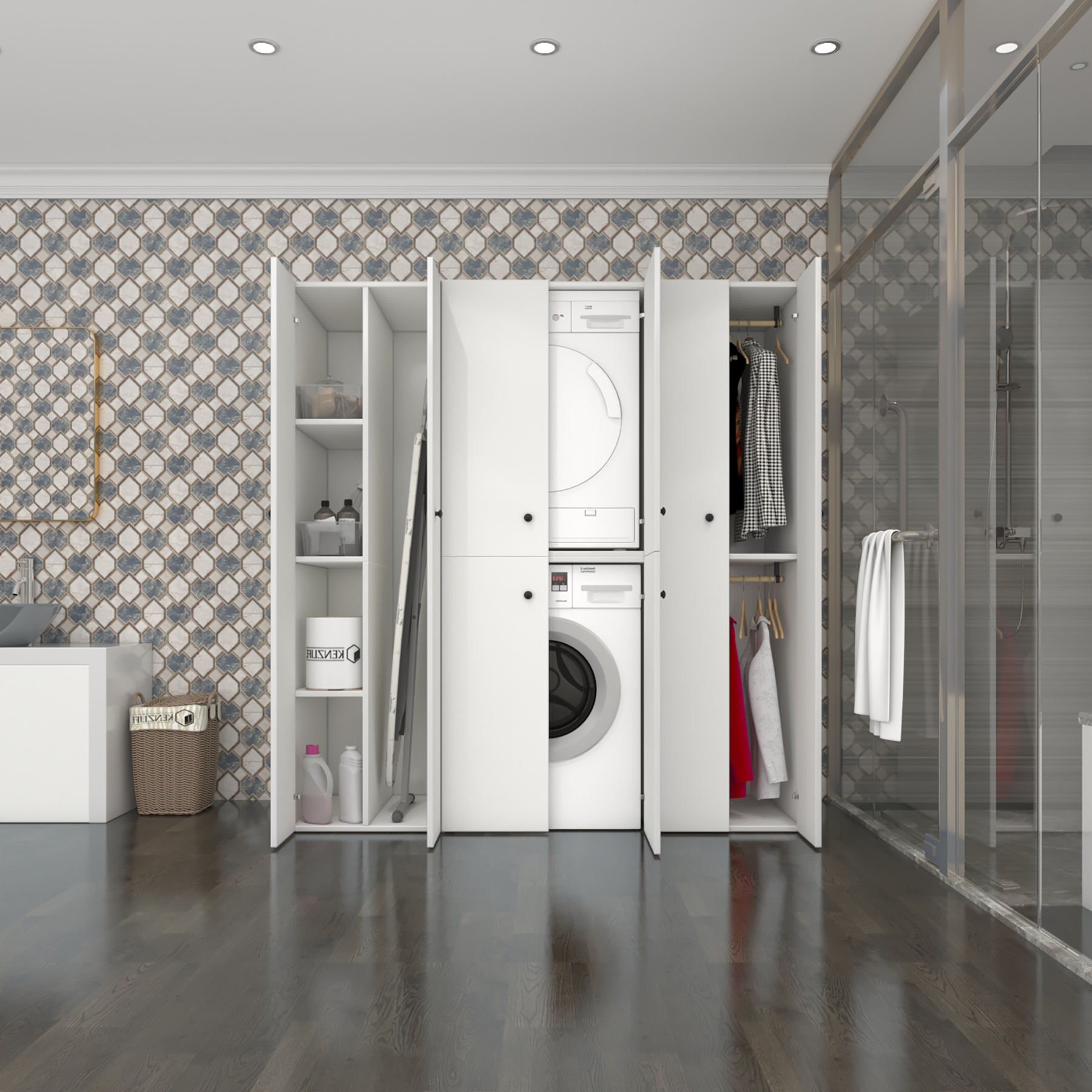 Kenzlife çamaşır-kurutma makinesi dolabı ve giysi dolabı suyuti sol byz 180*170*60 banyo