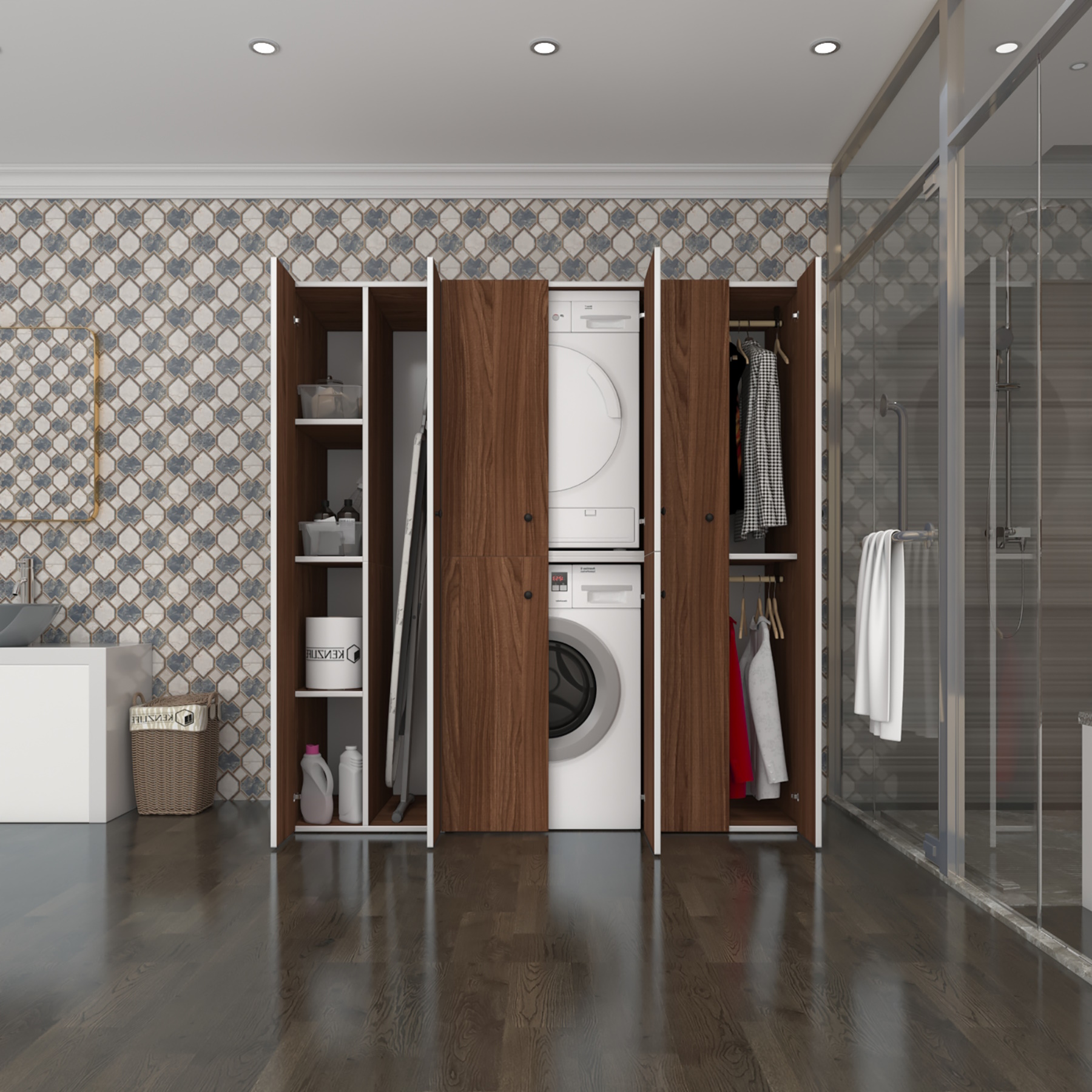 Kenzlife çamaşır-kurutma makinesi dolabı ve giysi dolabı suyuti sol cvz 180*170*60 banyo