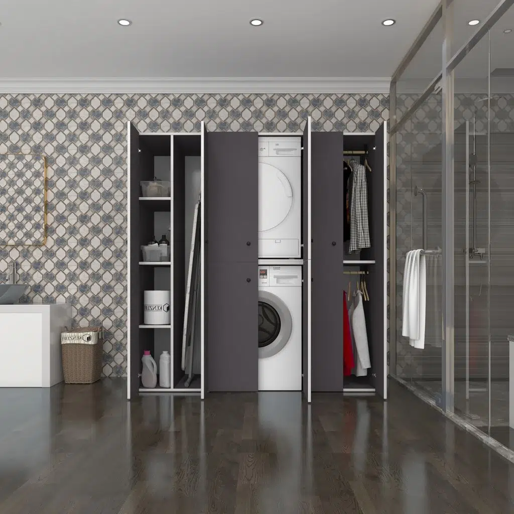Kenzlife çamaşır-kurutma makinesi dolabı ve giysi dolabı suyuti sol gri 180*170*60 banyo