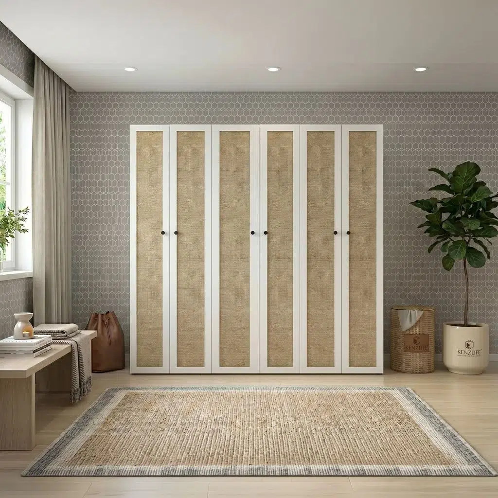 Kenzlife çamaşır-kurutma makinesi dolabı ve giysi dolabı suyuti sol mat beyaz 180*170*60 jut kare kapak suntalam gövde