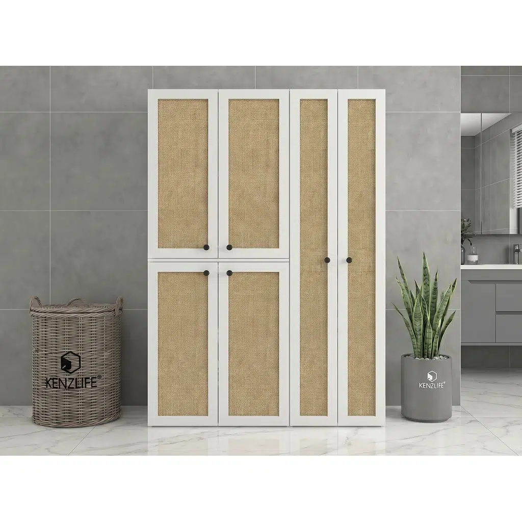 Kenzlife çamaşır-kurutma makinesi dolabı yaromira mat beyaz 180*120*64 jut kare kapak suntalam gövde
