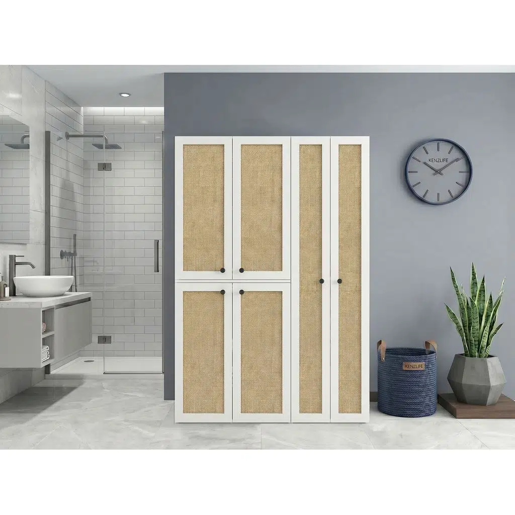 Kenzlife çamaşır-kurutma makinesi dolabı yaromira sol mat beyaz 180*120*64 jut kare kapak suntalam gövde