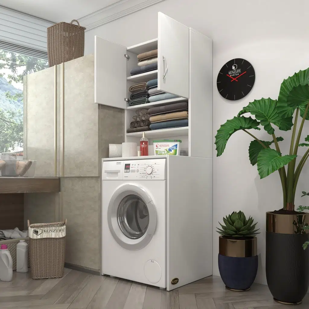 Kenzlife çamaşır makinesi dolabı hayzum byz 180*066*55 banyo kiler çift kapaklı arkalıklı 