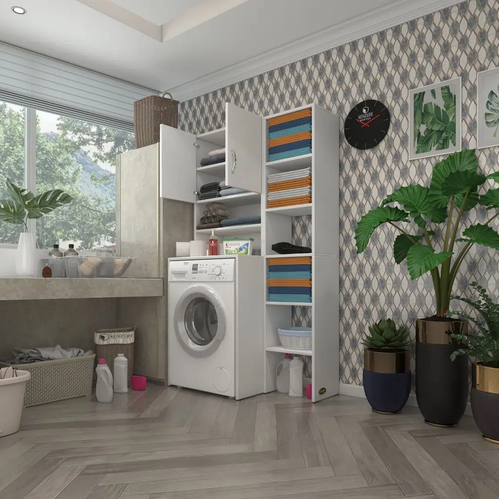 Kenzlife çamaşır makinesi dolabı hayzummaks byz 180*096*55 banyo kiler çift kapaklı arkalıklı 