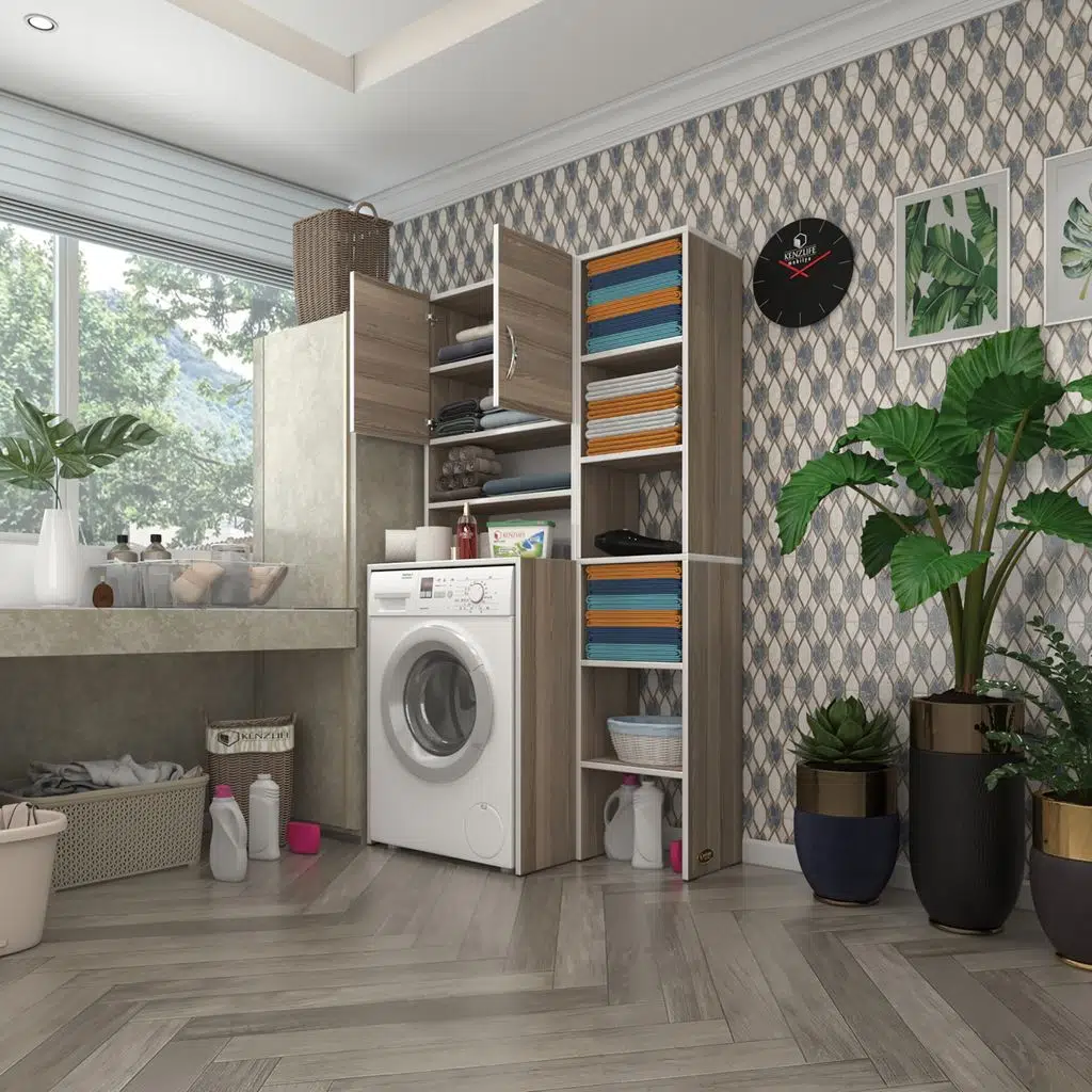 Kenzlife çamaşır makinesi dolabı hayzummaks crd 180*096*55 banyo kiler çift kapaklı arkalıklı