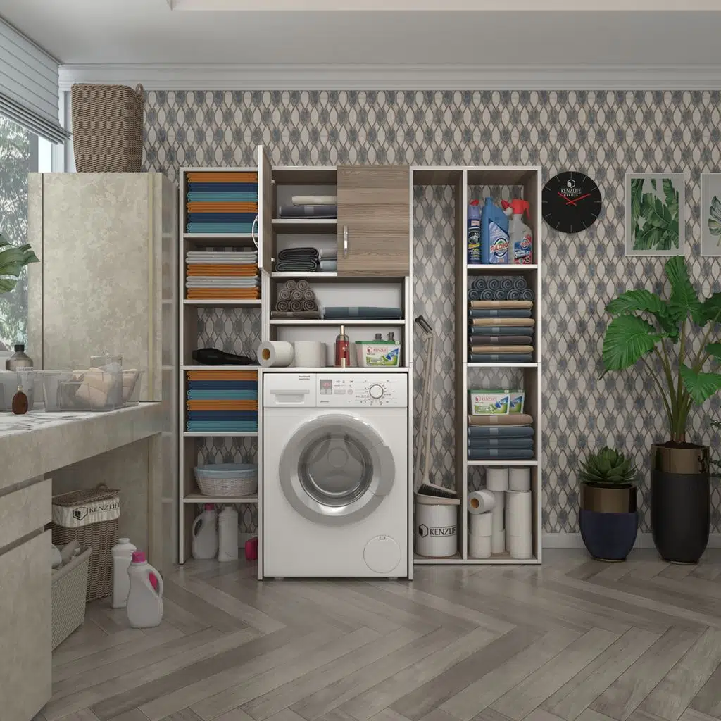 Kenzlife çamaşır makinesi dolabı hayzummega crd 180*156*55 banyo kiler çift kapaklı arkalıklı