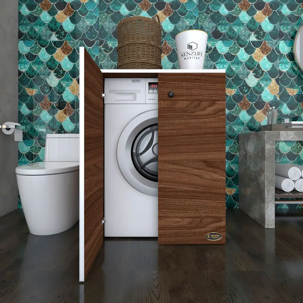 Kenzlife çamaşır makinesi dolabı kapaklı tatyana cvz 90*70*60 banyo ofis kapaklı arkalıksız