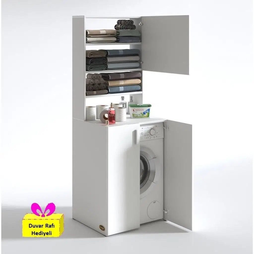 Kenzlife çamaşır makinesi dolabı kasparov byz kurutma dolabı + tekli duvar rafı hediyeli