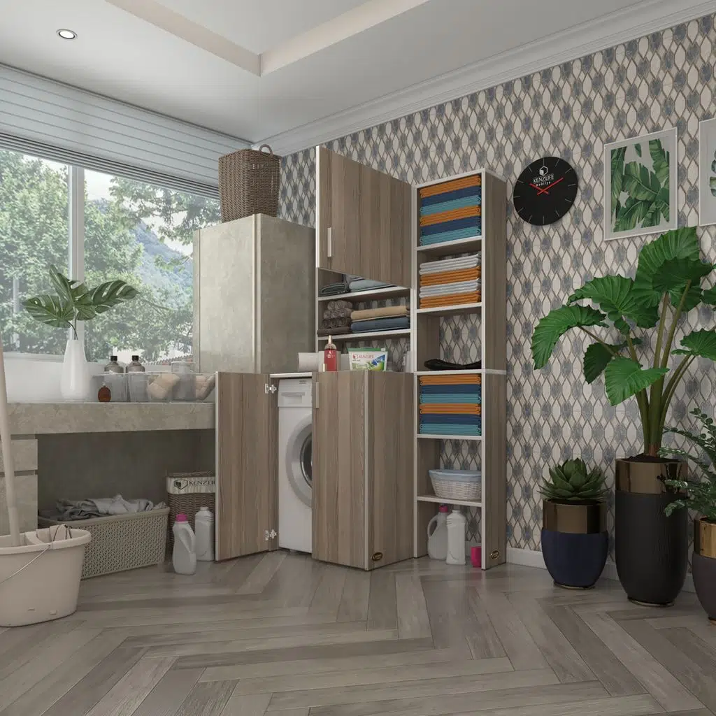 Kenzlife çamaşır makinesi dolabı kasparovmaks crd 180*096*55-20 banyo kapaklı arkalıksız