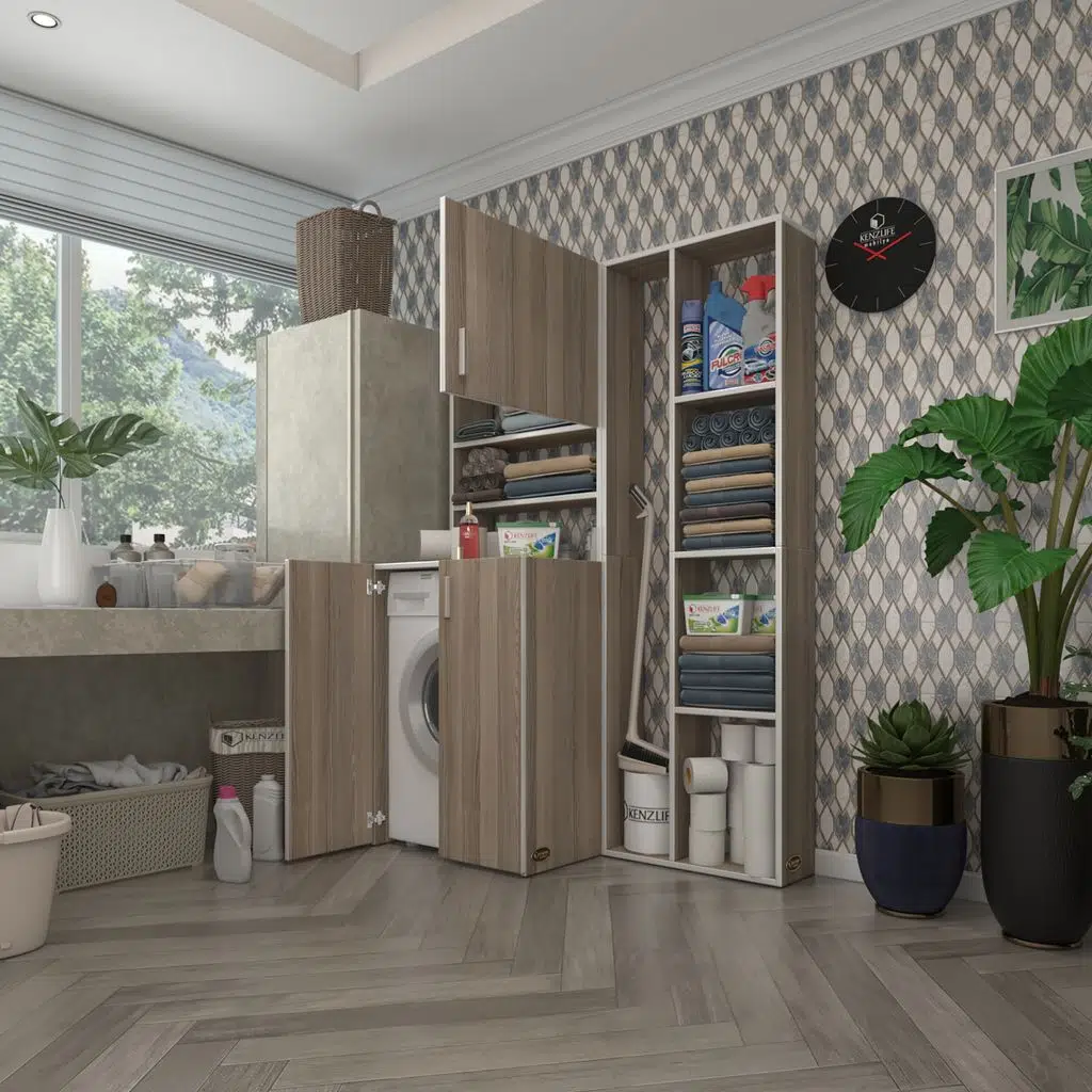 Kenzlife çamaşır makinesi dolabı kasparovsüpürge crd 180*126*55-20 banyo kapaklı arkalıksız