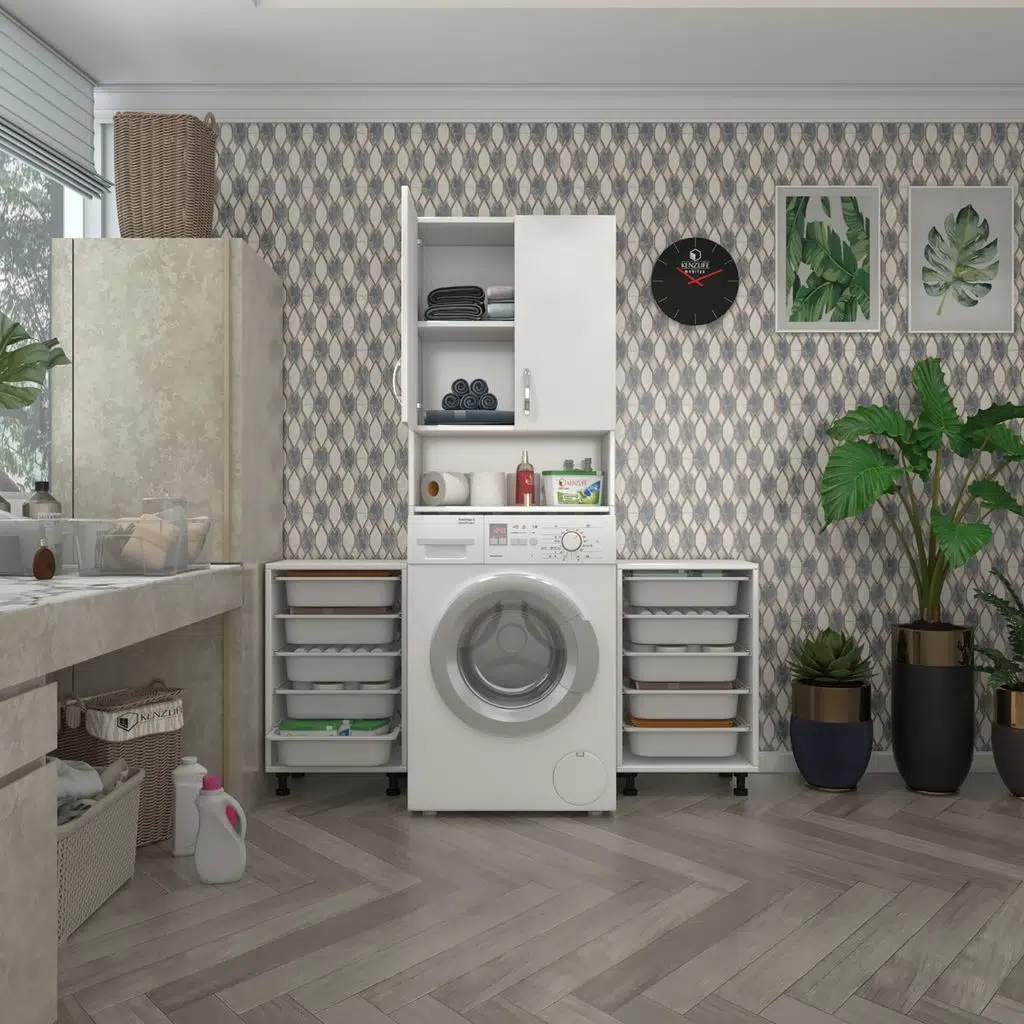 Kenzlife çamaşır makinesi dolabı sinemsepetduble byz 05 li banyo arkalıksız kurutma bulaşık