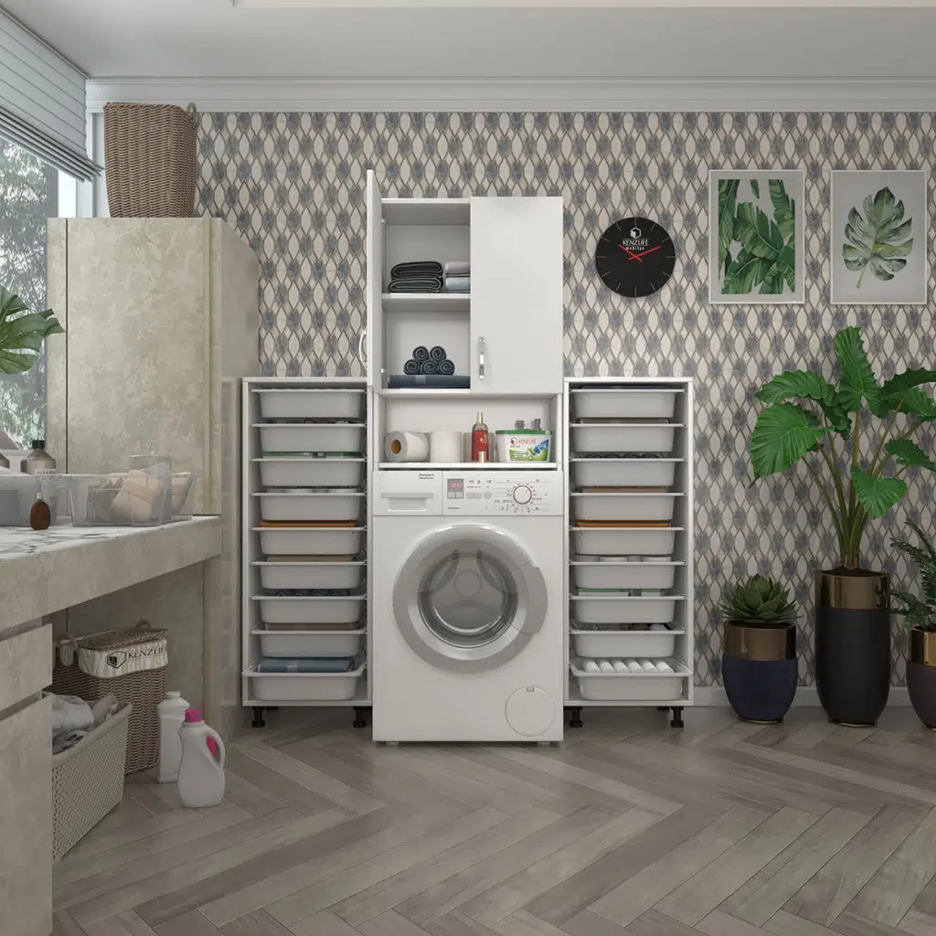 Kenzlife çamaşır makinesi dolabı sinemsepetduble byz 09 lu banyo arkalıksız kurutma bulaşık