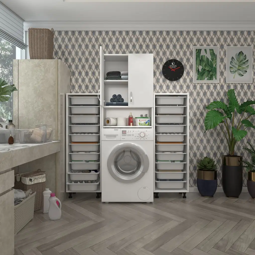 Kenzlife çamaşır makinesi dolabı sinemsepetduble byz 10 lu banyo arkalıksız kurutma bulaşık