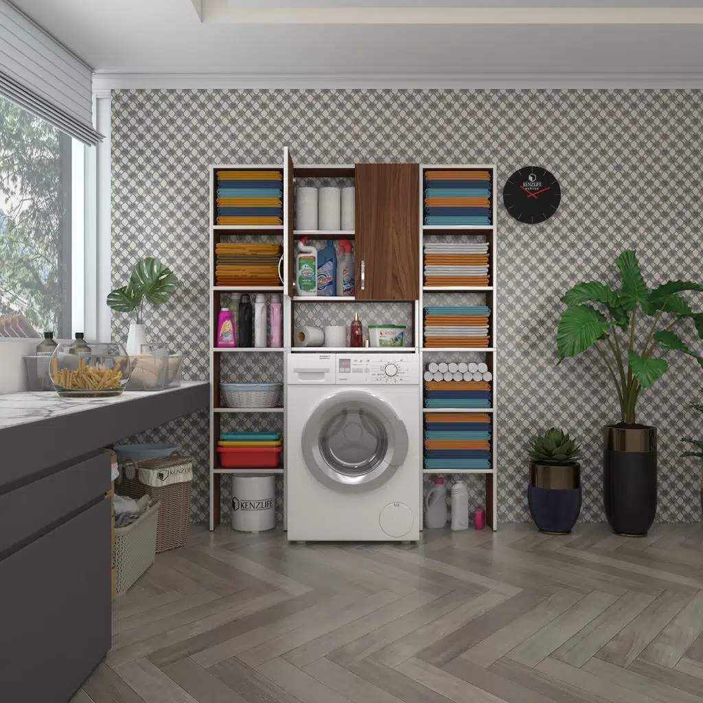 Kenzlife çamaşır makinesi dolabı veronikamaksduble cvz 180*126*20 banyo arkalıksız raflı