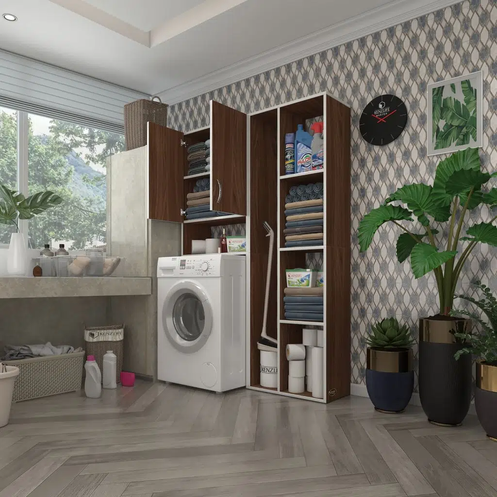 Kenzlife çamaşır makinesi dolabı veronikasüpürge cvz 180*126*20 banyo arkalıksız raflı