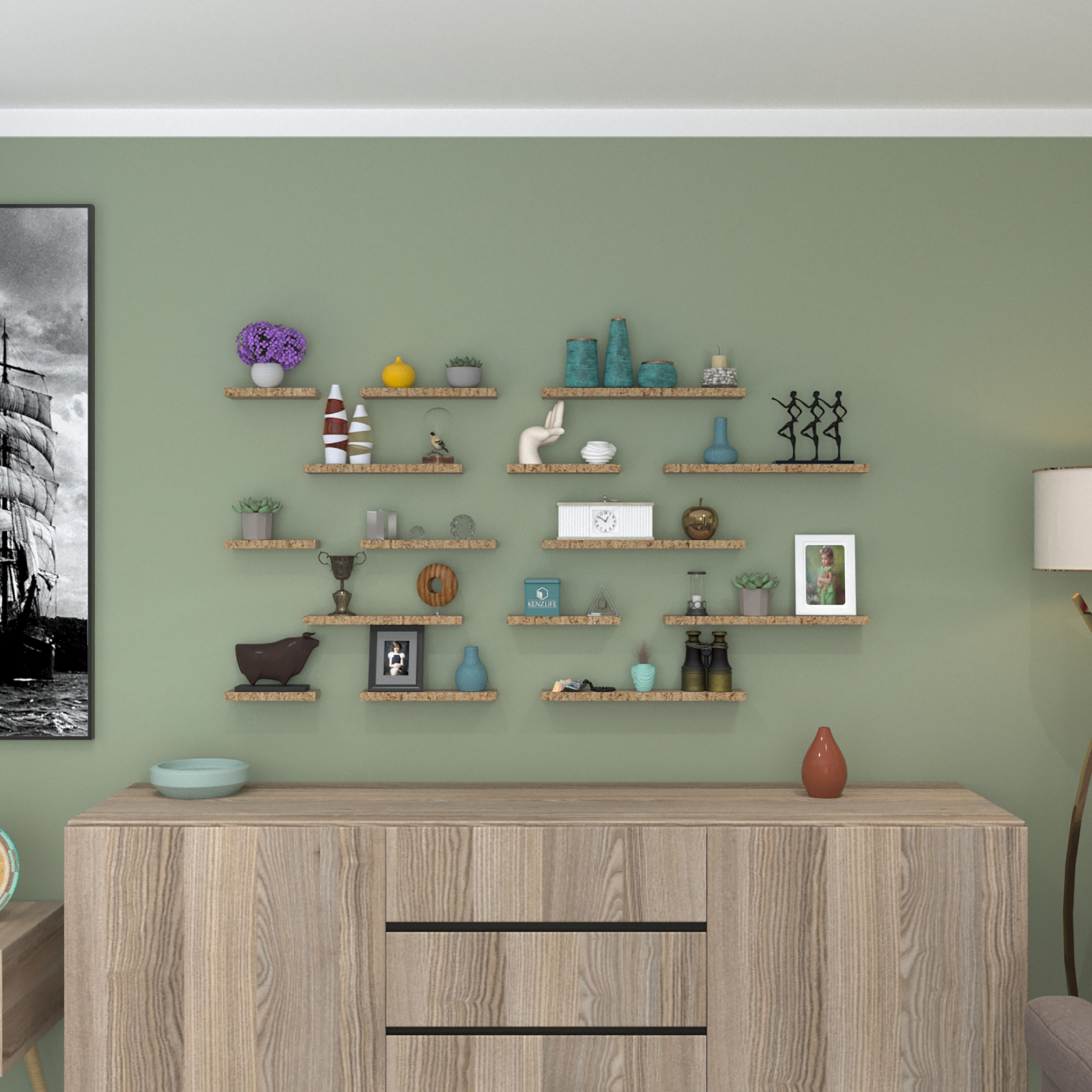 Kenzlife duvar rafı ben onbeş crd 15 adet farklı ebatlarda duvar rafı 