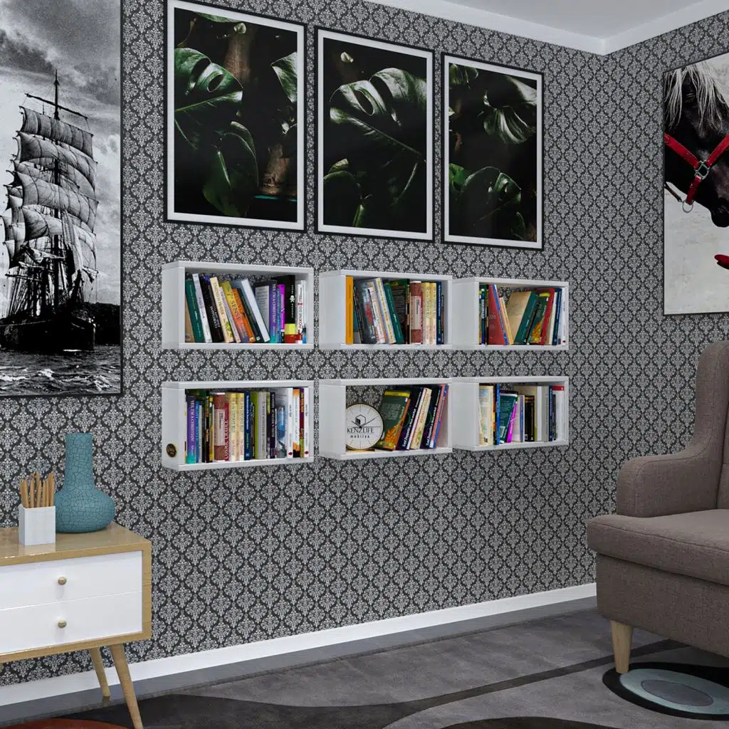 Kenzlife duvar rafı kitaplık hülas byz 022*039*13 altılı duvara asma aparatlıdır 6 adet