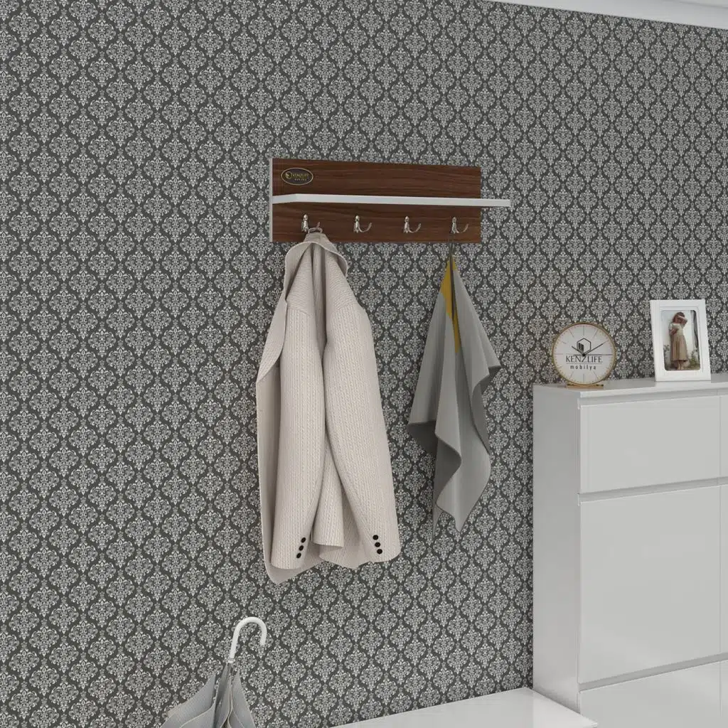 Kenzlife elbise askı askılıklığı çam cvz vestiyer portmanto askı askılık 4 adet askı