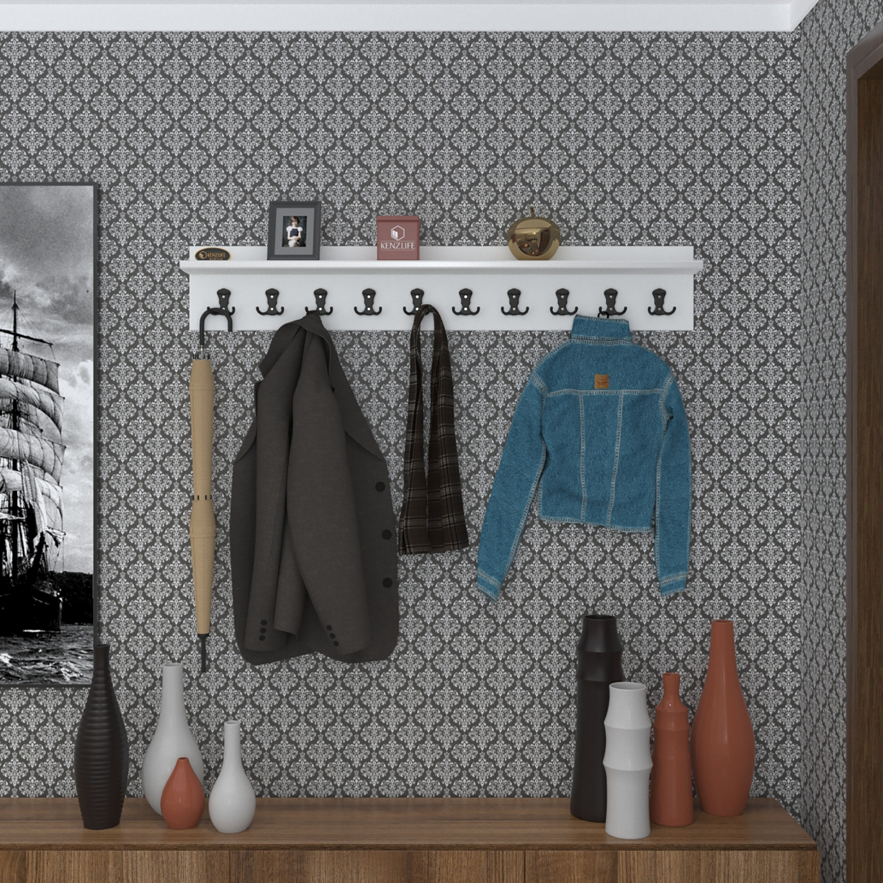 Kenzlife elbise askılığı askılık vettini120 byz 20*120*12 siyah 10 adet askı portmanto