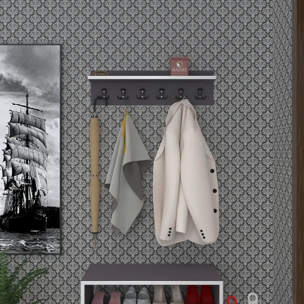 Kenzlife elbise askılığı askılık vettini70 gri 20*070*12 siyah 6 adet askı portmanto