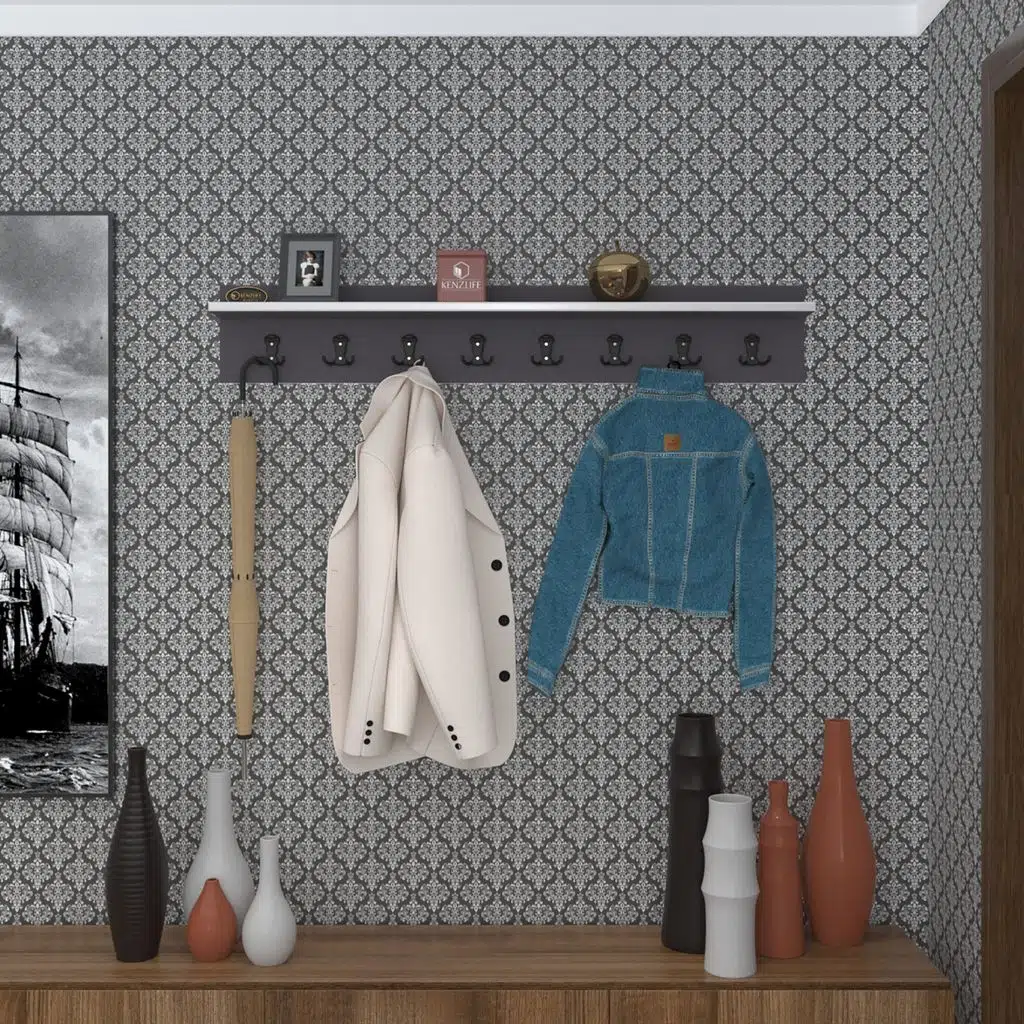 Kenzlife elbise askılığı askılık vettini100 gri 20*100*12 siyah 8 adet askı portmanto