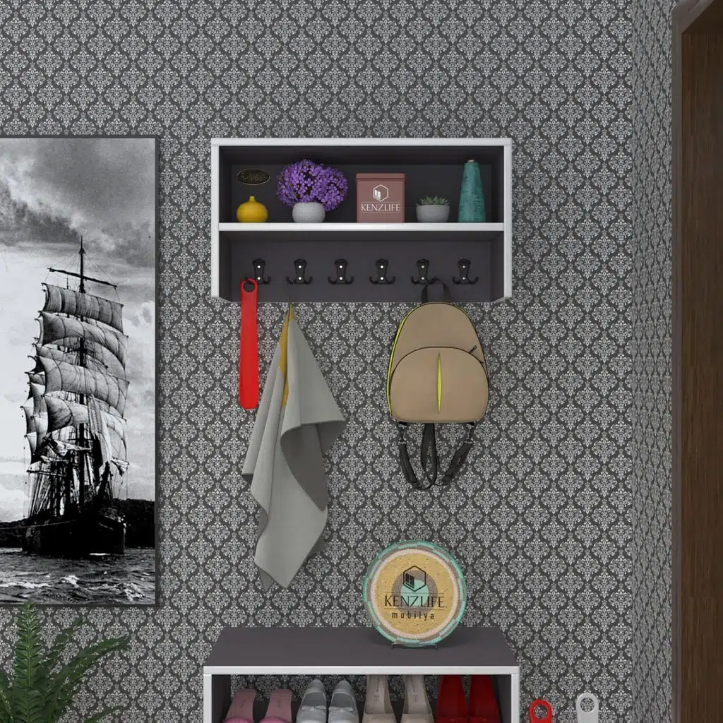 Kenzlife elbise askılığı askılık zeytuni gri 35*070*20 siyah 6 adet askı portmanto raflı