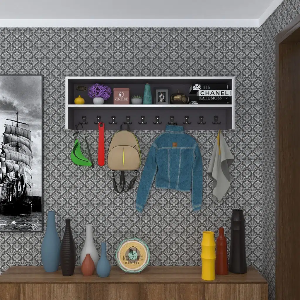 Kenzlife elbise askılığı askılık zeytuni gri 35*120*20 siyah 10 adet askı portmanto raflı