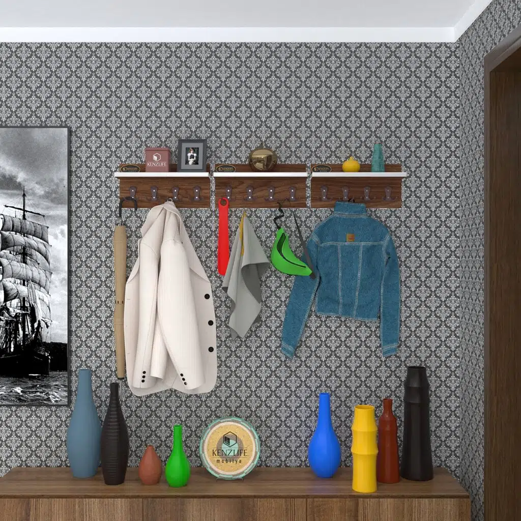 Kenzlife elbise askılığı karayemiş3 cvz 26*114*12 vestiyer portmanto askı askılık 12 adet askı