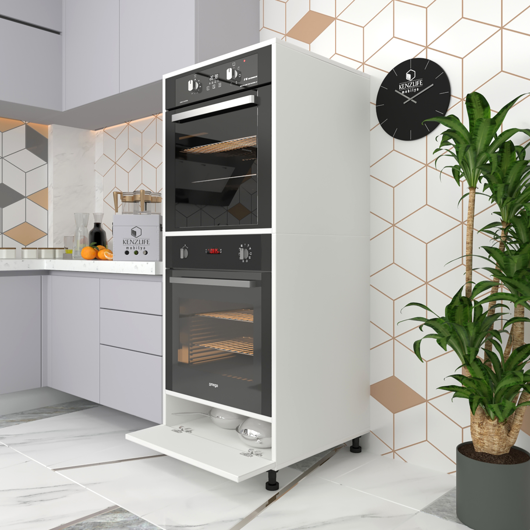 Kenzlife fırın dolabı halime byz 145*60*56 mutfak kapaklı ayaklı banyo kiler ofis