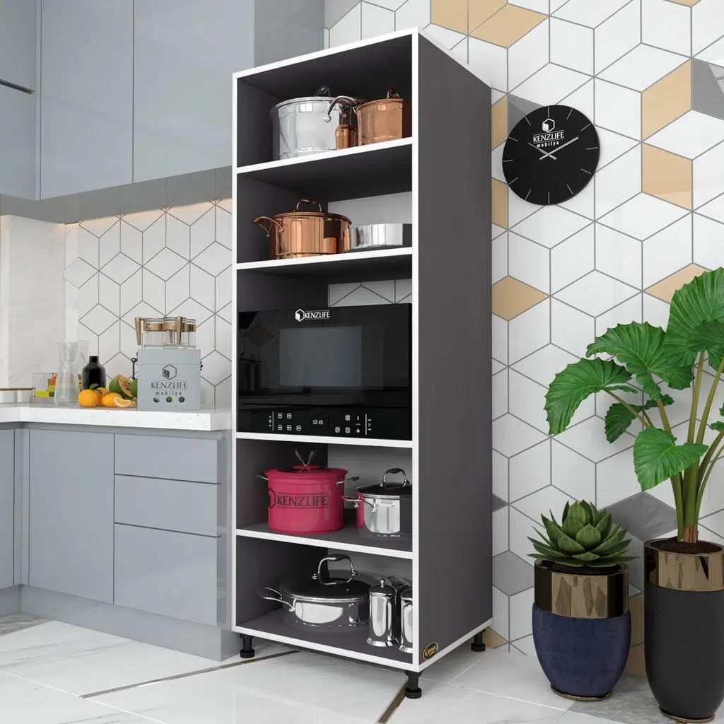 Kenzlife fırın dolabı müzeyyen gri 180*65*50 mutfak XLARGE ayaklı banyo kiler ofis