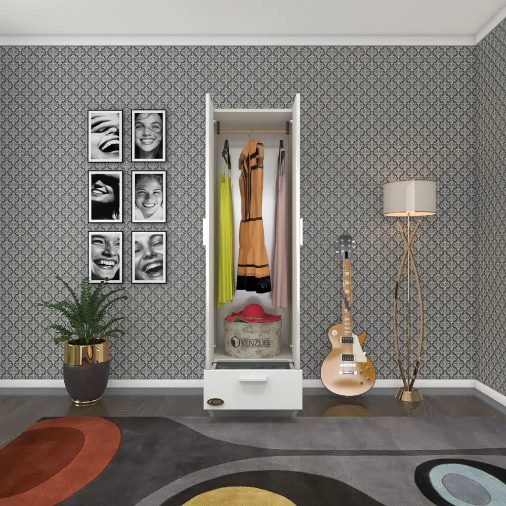 Kenzlife gardırop 2 kapılı çekmeceli şebboy 168*50*42 byz ayaklı gardolap dolap ofis kapaklı