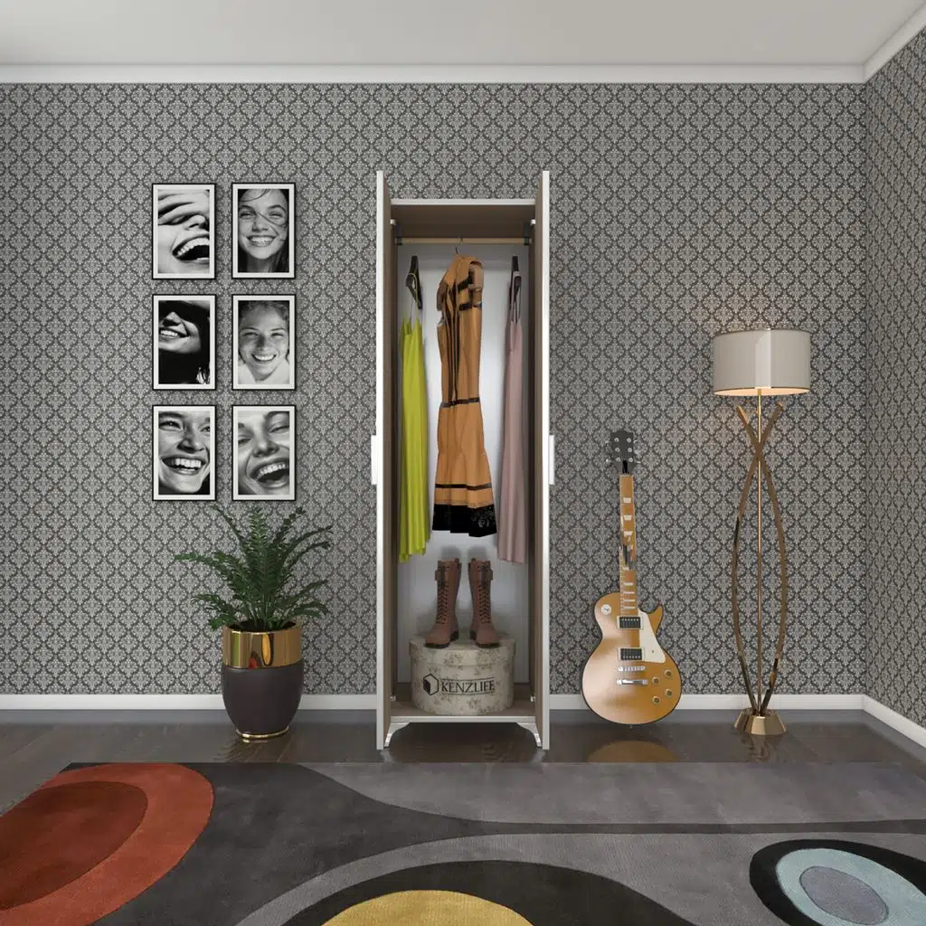 Kenzlife gardırop 2 kapaklı kapılı krizantem 168*50*42 crd ayaklı gardolap dolap