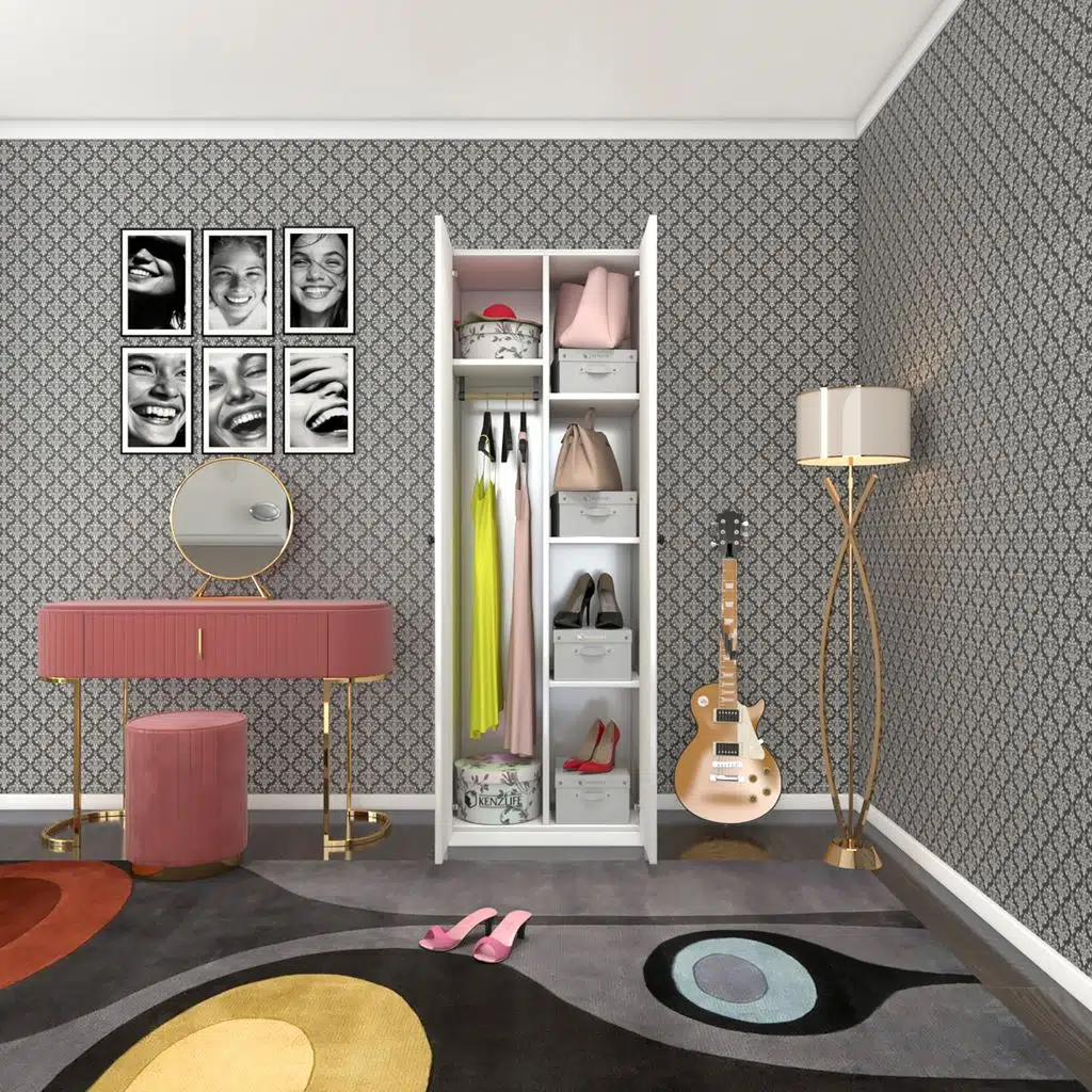 Kenzlife gardırop 2 kapılı leylak byz 173*60*42 gardolap dolap ofis kapaklı