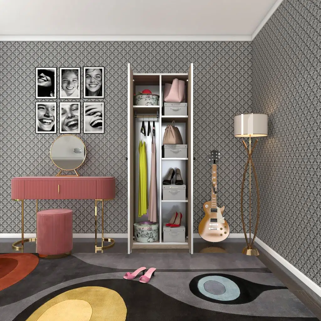 Kenzlife gardırop 2 kapılı kapaklı leylak crd 173*60*42 gardolap dolap ofis