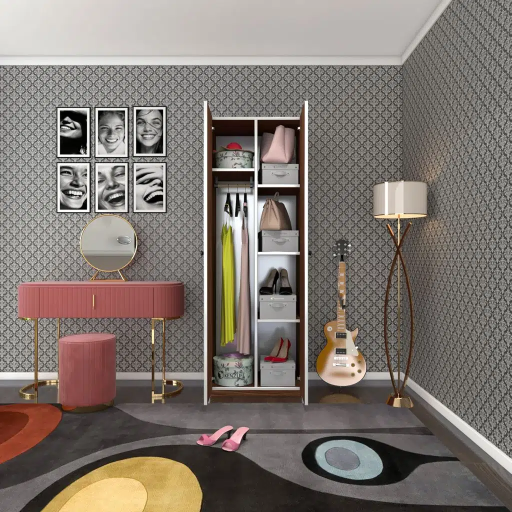 Kenzlife gardırop 2 kapılı kapaklı leylak cvz 173*60*42 gardolap dolap ofis