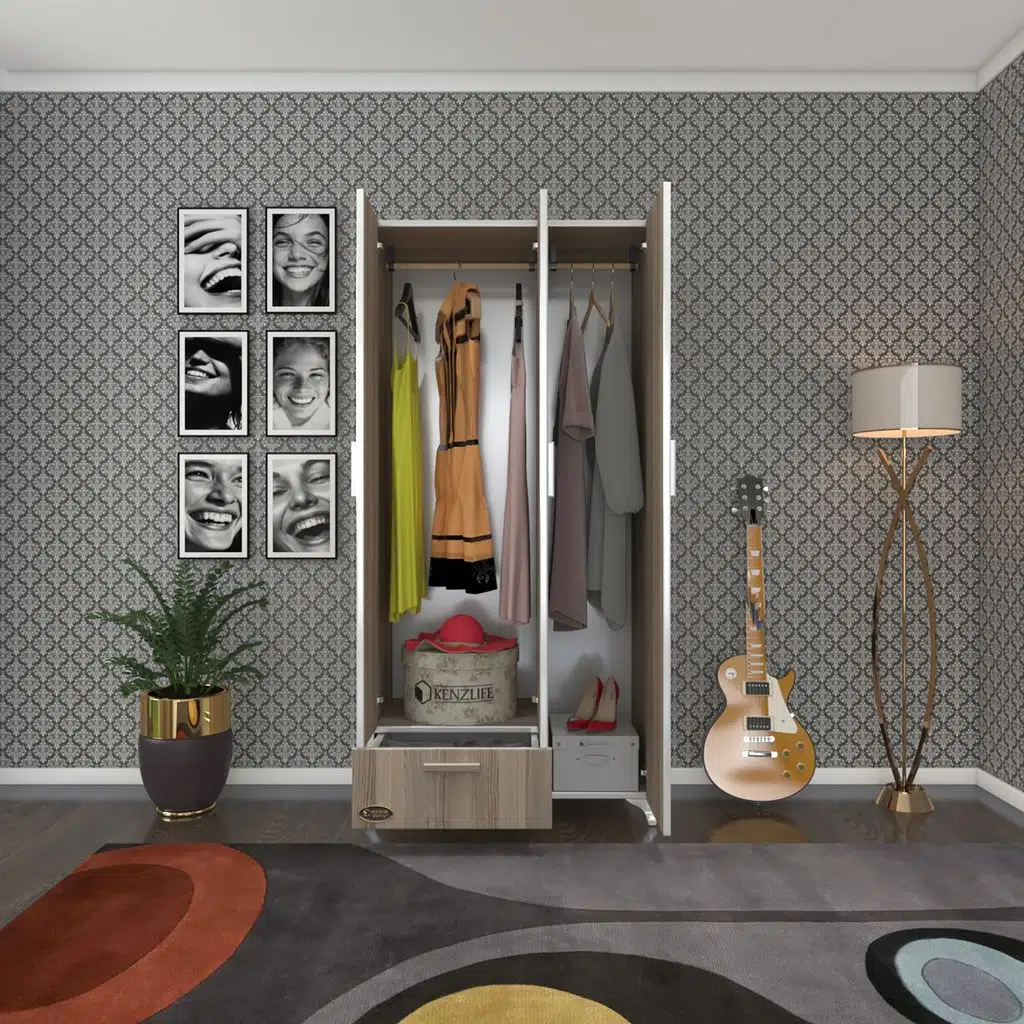Kenzlife gardırop 3 kapaklı kapılı çekmeceli yasemin 168*80*42 crd ayaklı gardolap dolap