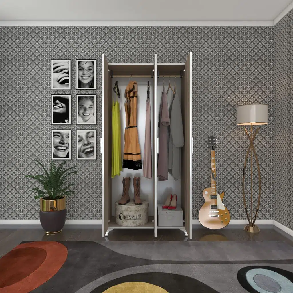 Kenzlife gardırop 3 kapaklı kapılı menekşe 168*80*42 crd ayaklı gardolap dolap