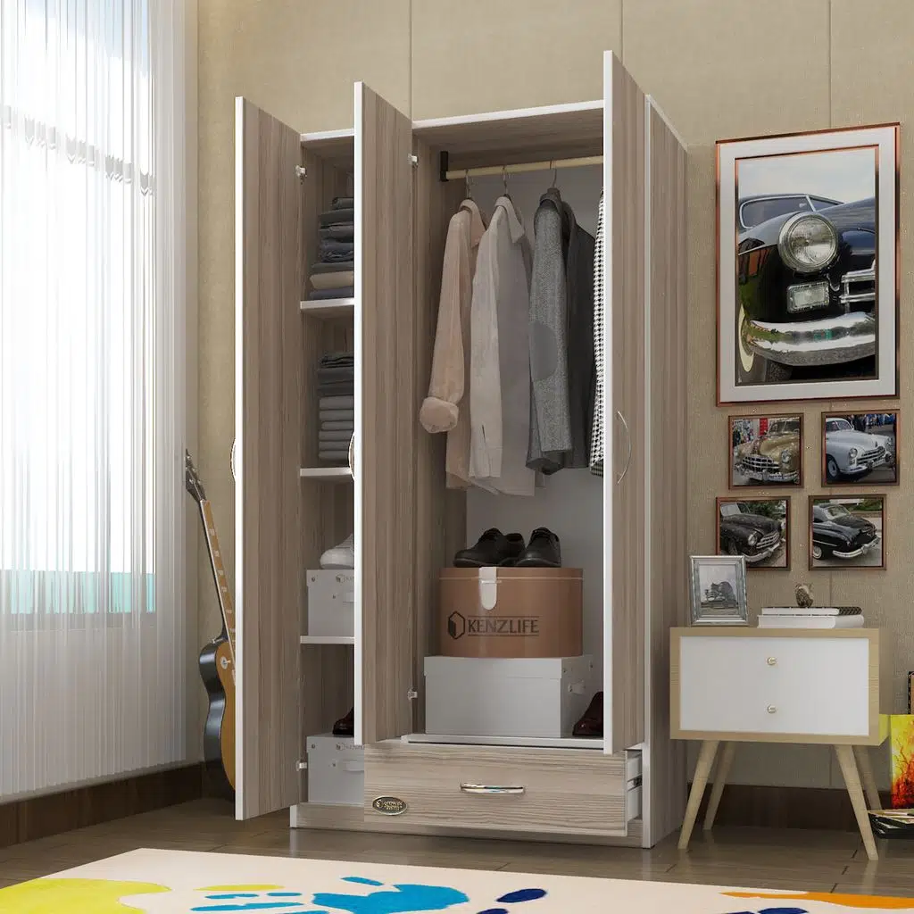 Kenzlife gardırop 3 kapılı 1 çekmeceli hanımeli 180*120*52 crd XLARGE kapaklı gardolap dolap