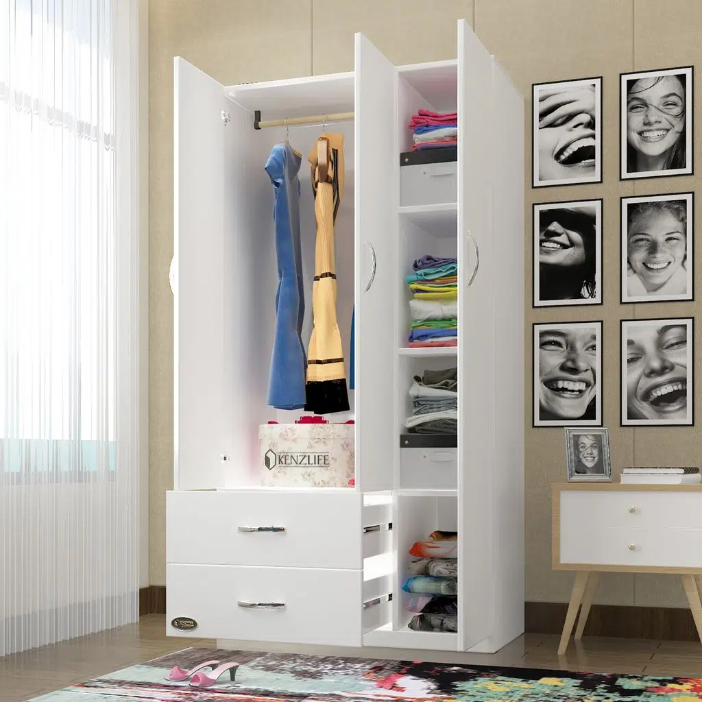 Kenzlife gardırop 3 kapılı 2 çekmeceli fesleğen 180*120*52 byz XLARGE kapaklı gardolap dolap ofis kapaklı