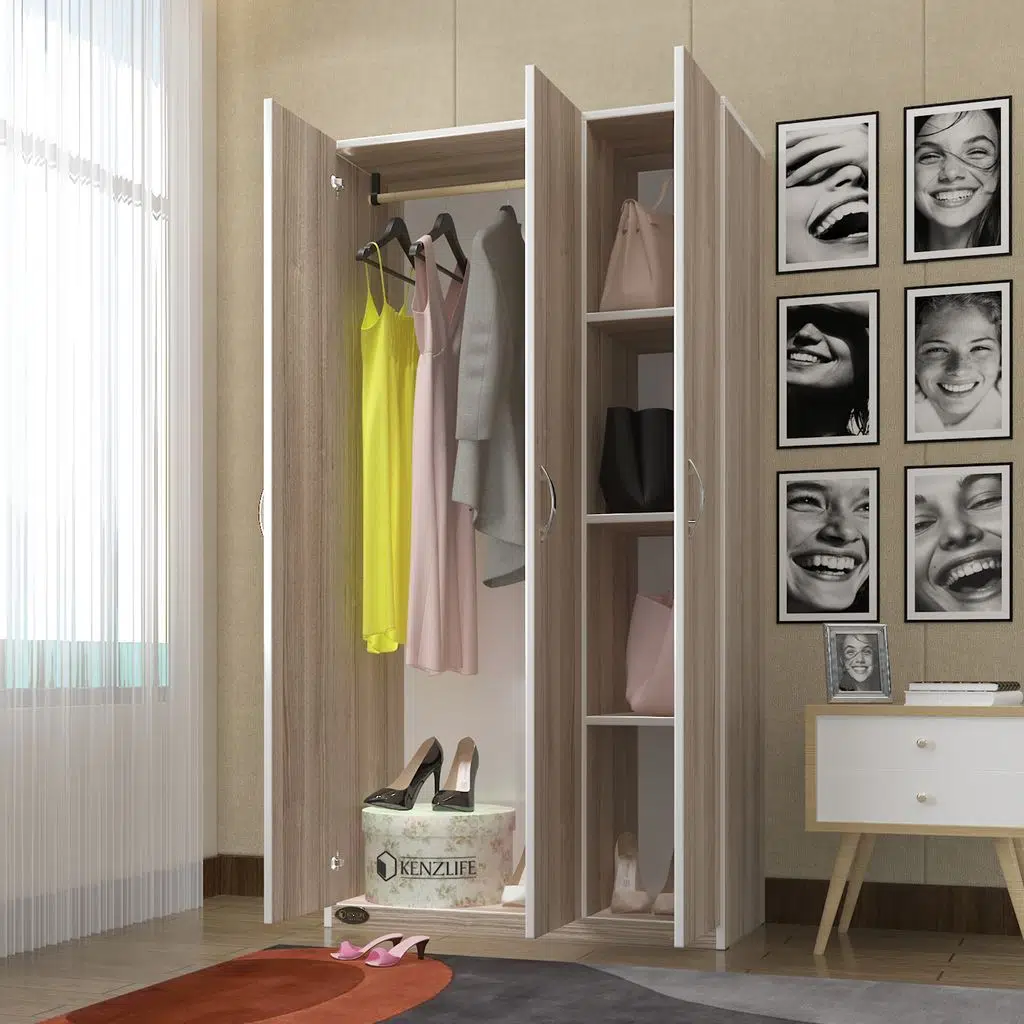 Kenzlife gardırop 3 kapılı ballıbaba 180*120*52 crd XLARGE kapaklı gardolap dolap