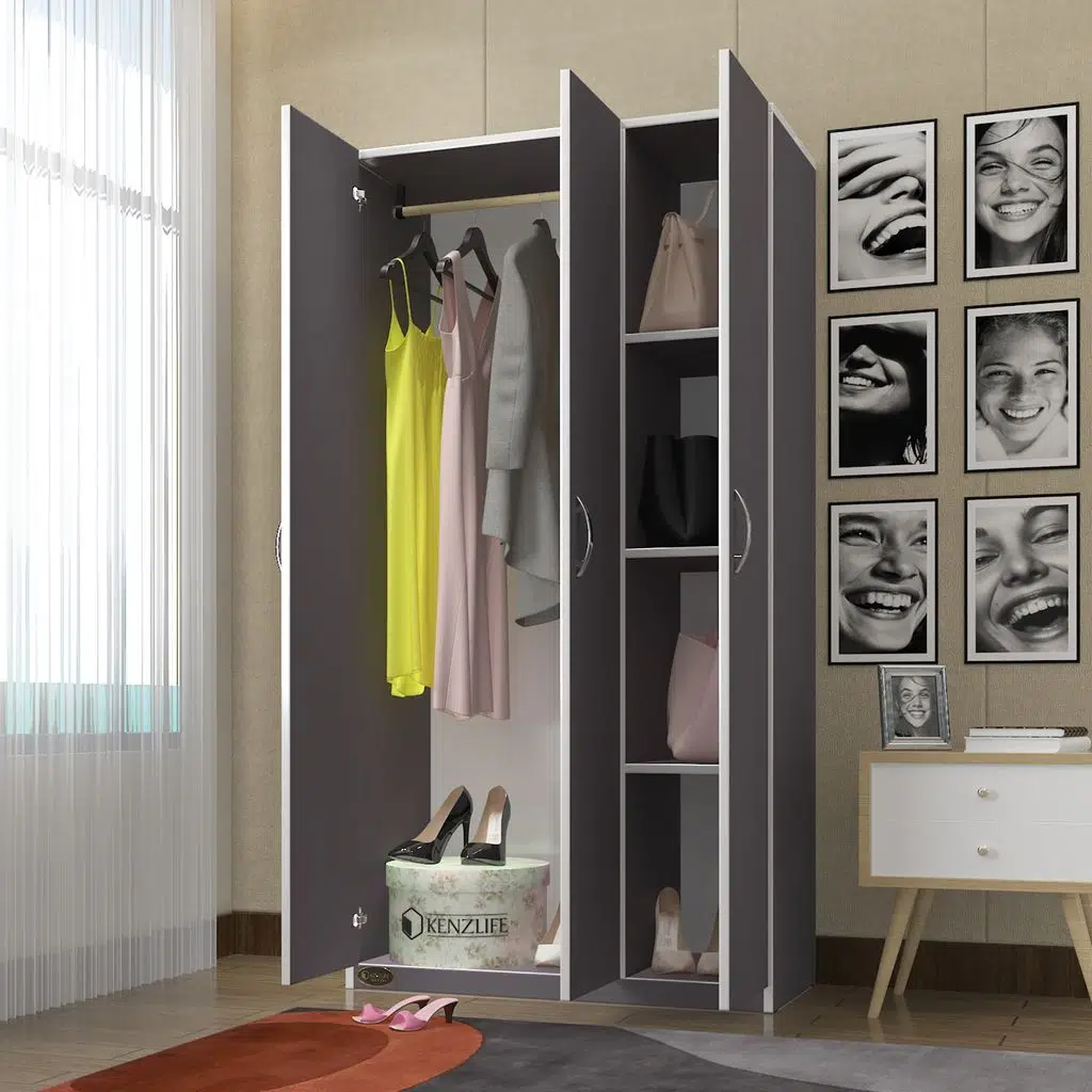 Kenzlife gardırop 3 kapılı ballıbaba 180*120*52 gri XLARGE kapaklı gardolap dolap