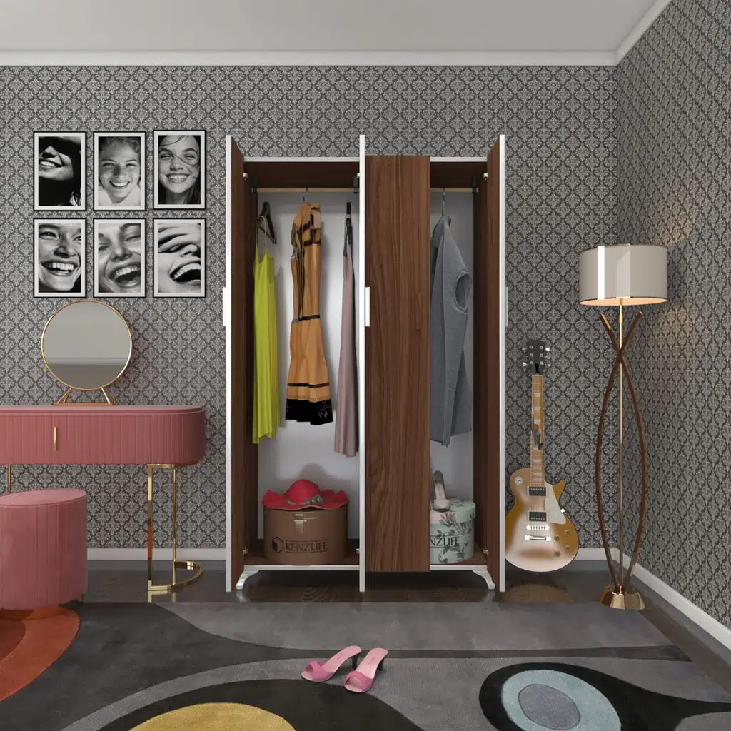 Kenzlife gardırop 4 kapaklı kapılı defne 168*100*42 cvz ayaklı gardolap dolap